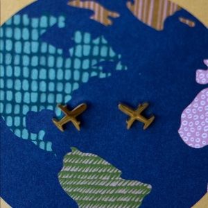 Airplane earrings-Gold color
